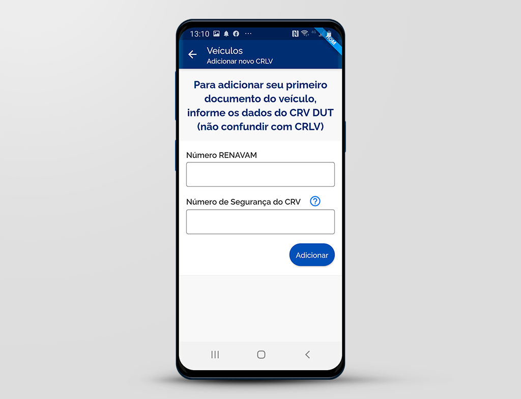 Tela do aplicativo CDT mostrando o CRLV digital 2025 atualizado no smartphone